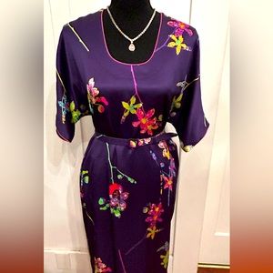 NWT Marc Jacobs Floral 100% Silk Dress Short Sleeve with Scoop Neck